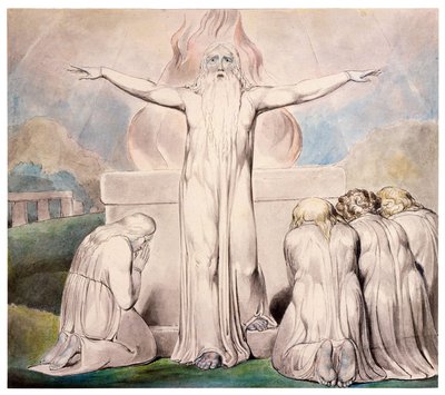 Il sacrificio di Giobbe, set di Butts da William Blake